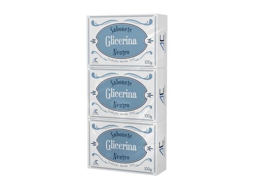 Kit Sabonete Barra Augusto Caldas Glicerina Neutro 90g com 3 Unidades