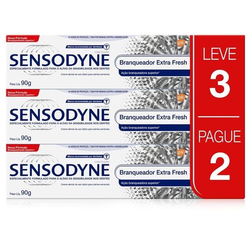 Kit Creme Dental Sensodyne Branqueador 90g Leve 3 Pague 2 unidades