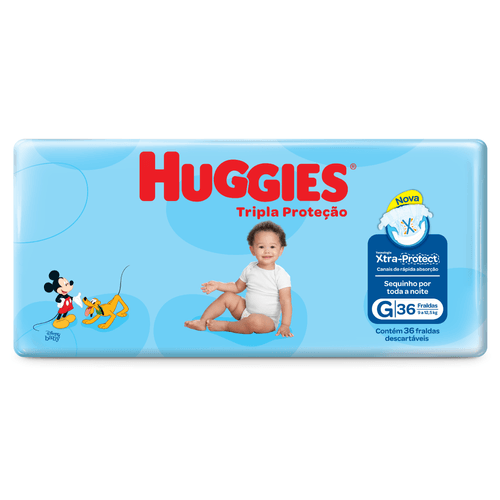 Fralda Huggies Disney Tripla Proteção Mega G Com 36 Unidades
