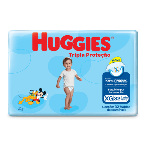 Fralda Huggies Disney Tripla Proteção Mega XG Com 32 Unidades