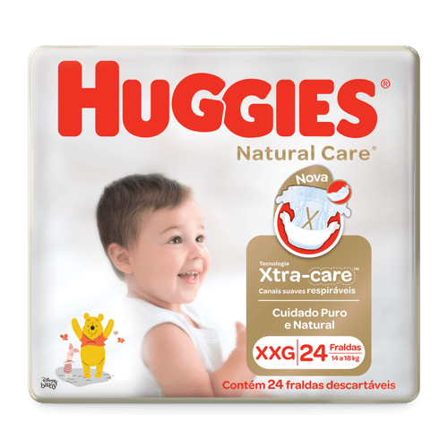 Fralda Huggies Natural Care Mega XXG com 24 Unidades