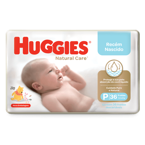 Fralda Huggies Natural Care Mega P com 36 Unidades
