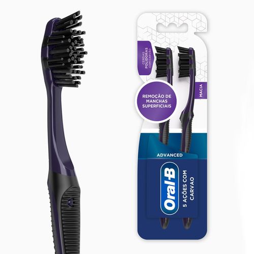 Escova Dental Oral-B 5 Ações Carvão Advanced Macia com 2 unidades