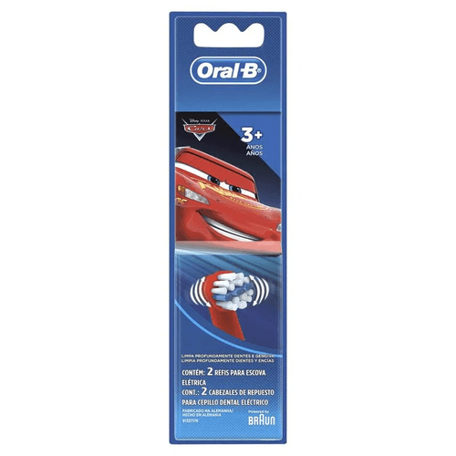 Refil Escova Dental Elétrica Oral-B Carros Kids com 2 Unidades