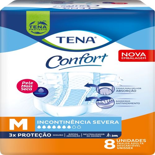 Fralda Geriátrica Tena Confort M com 8 Unidades