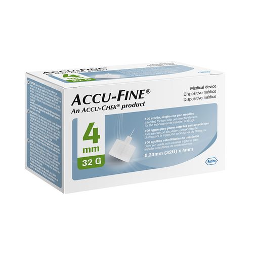Agulha Accu Fine 4mm para Caneta Aplicadora de Insulina com 100 unidades
