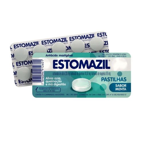 Estomazil Menta com 10 Comprimidos Mastigáveis