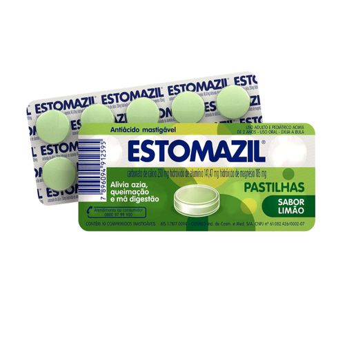Estomazil Limão com 10 Comprimidos Mastigáveis