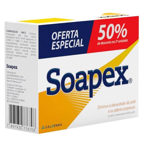 Kit Sabonete em Barra Soapex Antisséptico 80g com 50% de Desconto na 2ª Unidade
