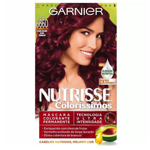Tintura Creme Garnier Nutrisse Coloríssimos Louro Escuro Ultra Vermelho 6660