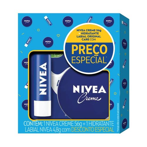 Kit Nivea Creme Lata 56g + Lip Care 4,8g Original Preço Especial