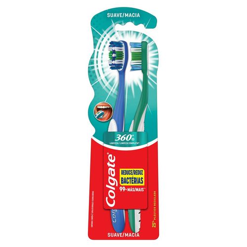 Kit Escova Dental Colgate 360° Cabeça Compacta Macia Leve 2 Pague 1 Unidade