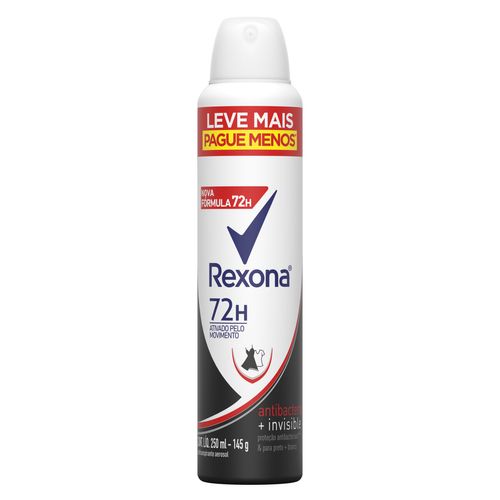 Desodorante Aerosol Rexona Antibacterial + Invisible 72h 250ml Leve Mais Pague Menos