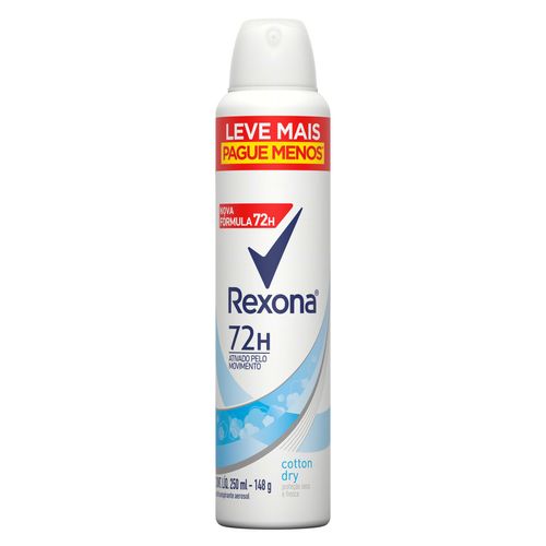 Desodorante Aerosol Rexona Cotton Dry 72h 250ml Leve Mais Pague Menos
