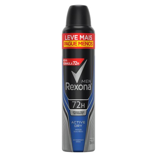 Desodorante Aerosol Rexona Men Active Dry 72h 250ml Leve Mais Pague Menos