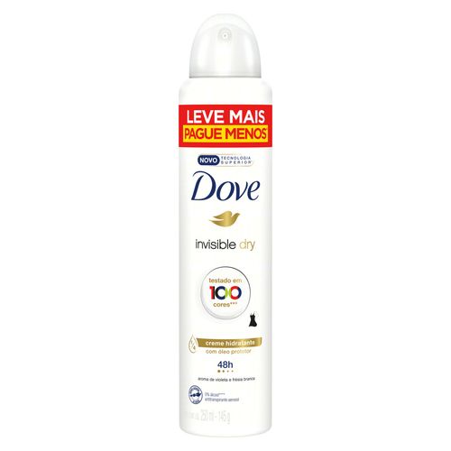 Desodorante Aerosol Dove Women Invisible Dry Violeta e Frésia Branca 250ml Leve Mais Pague Menos