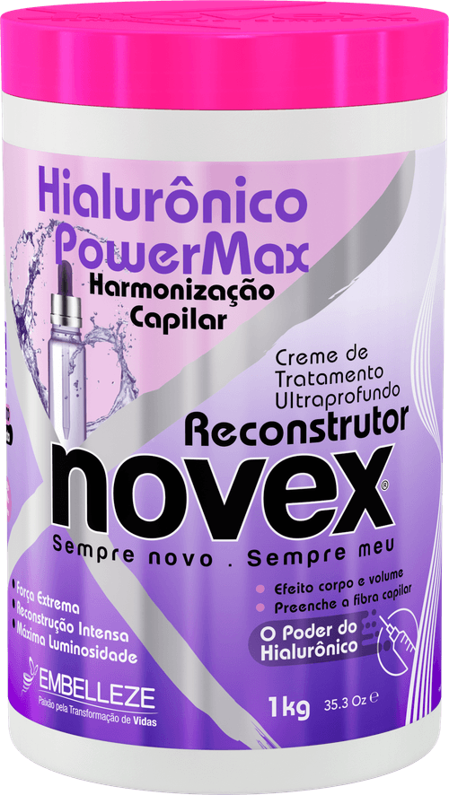 Creme de Tratamento Novex Hialurônico Power Max Condicionante Harmonização Capilar 1kg