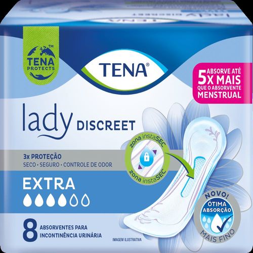 Absorvente Tena Lady Discreet Extra com 8 Unidades