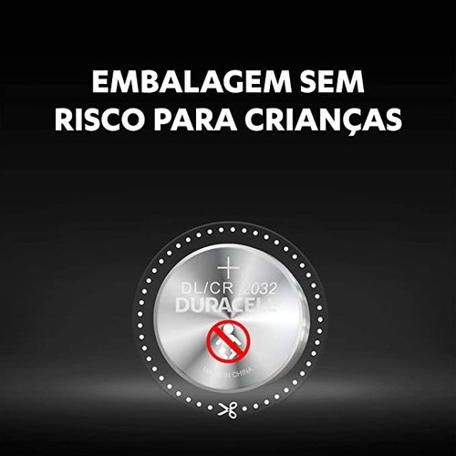 Pilha Moeda Duracell Lítio CR 2032 com 2 Unidades