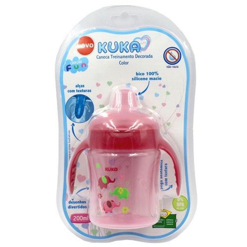 Caneca Kuka Treinamento Decorada Color Fun 200ml Rosa