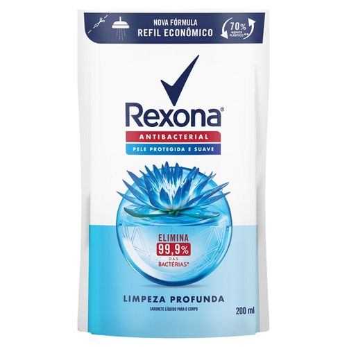 Sabonete Líquido Rexona Antibacterial  Limpeza Profunda Refil 200ml