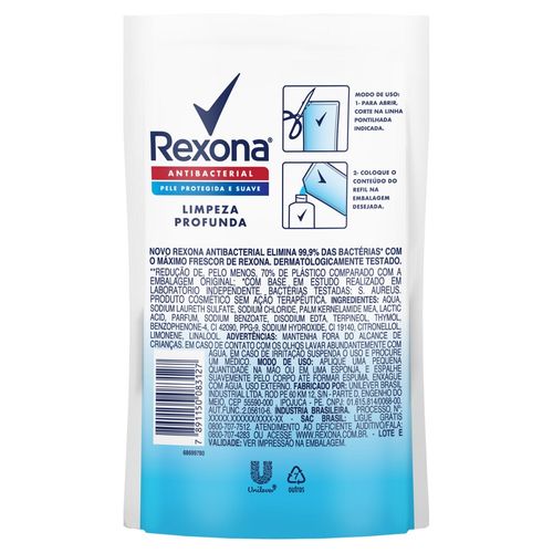 Sabonete Líquido Rexona Antibacterial  Limpeza Profunda Refil 200ml
