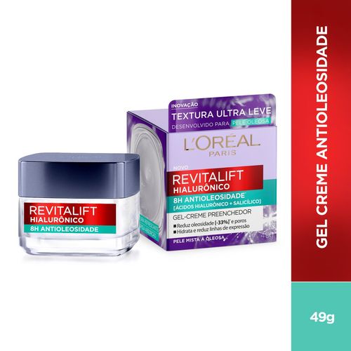 Gel Creme Hidratante Revitalift Hialurônico Antioleosidade 49g