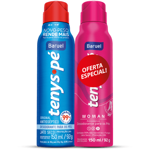 Kit Baruel Tenys Pé Jato Seco Original + Tenys Pé Woman 150ml Oferta Especial