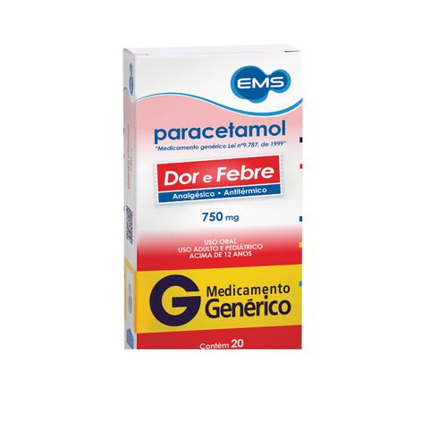 Paracetamol 750mg com 20 comprimidos EMS