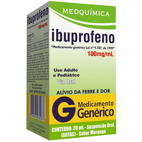 Ibuprofeno 100mg/ml suspensão oral 20ml medquímica