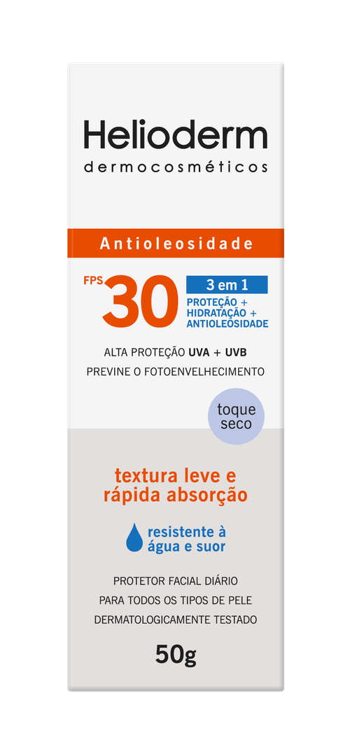 Protetor Solar Facial Helioderm Suncare FPS30 Toque Seco 50ml