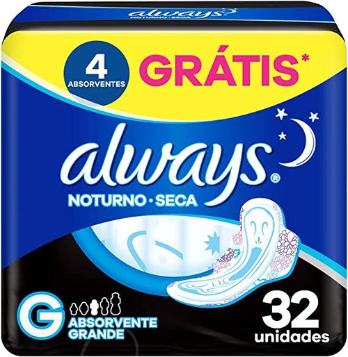 Absorvente Always Noites Tranquilas Seca com Abas G com 32 Unidades Leve Mais Por Menos