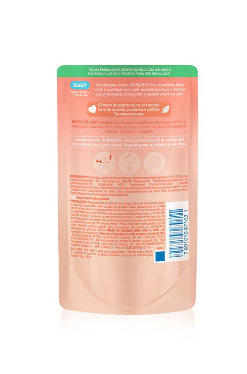 Sabonete Líquido Johnson's Baby Da Cabeça Aos Pés Glicerina Refil 180ml