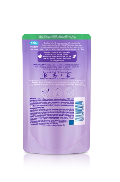 Sabonete Líquido Johnson's Baby Hora do Sono Refil 180ml