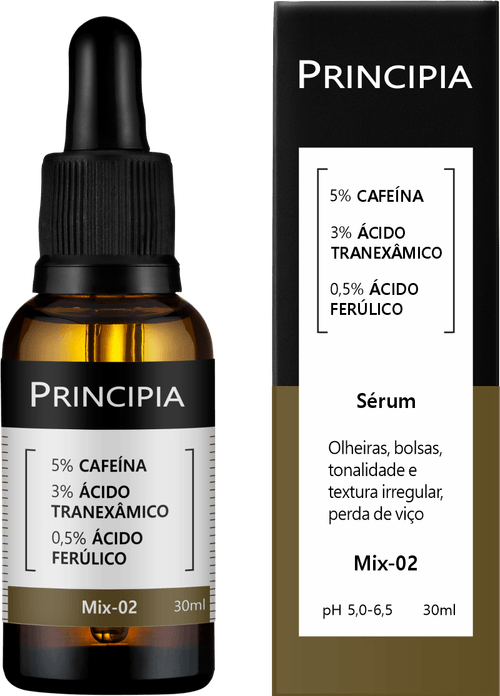 Sérum Facial Principia Mix-02 5% Cafeína + 3% Tranexâmico + Ferúlico Principia Skincare- Anti Olheiras e Manchas 30ml