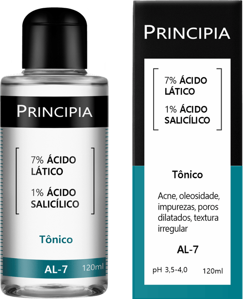 Tônico Facial Principia AL-7 7% Ácido Lático + 1% Ácido Salicílico 120ml
