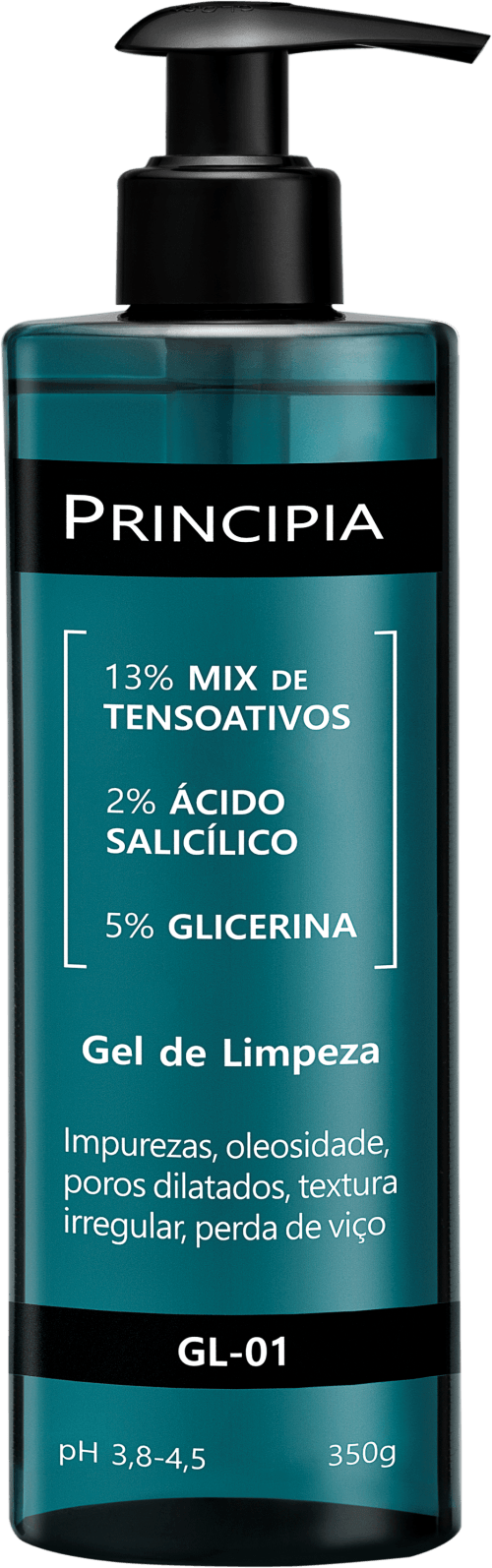 Gel de Limpeza Facial Principia GL-01 13% Tensoativos + 2% Ácido Salicílico + 5% Glicerina 350ml