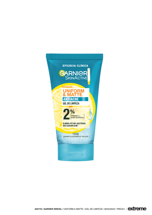 Gel de Limpeza Facial Garnier Uniform & Matte Antiacne 150G