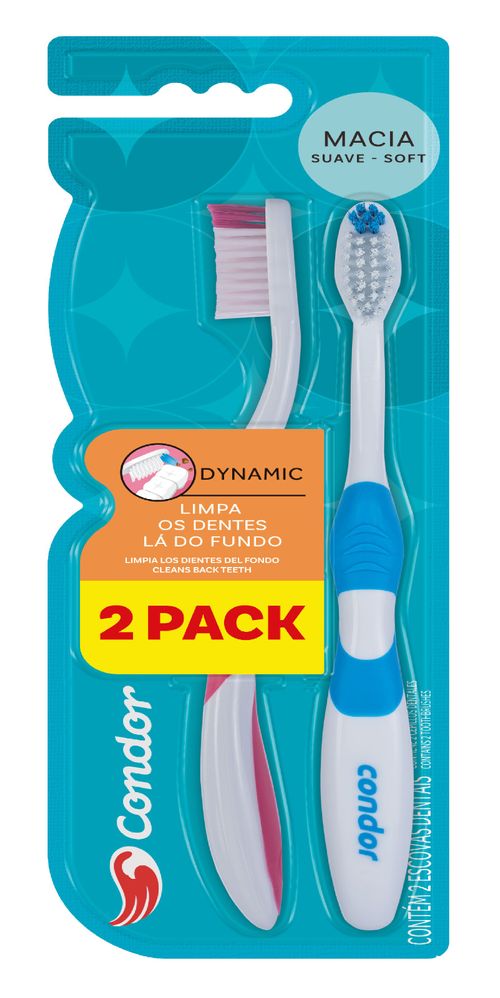 Escova Dental Macia Condor Dynamic Cabeça G 2 Unidades
