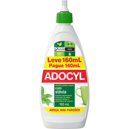 Adoçante Liquido Adocyl Stevia Leve 160ml e Pague 140ml
