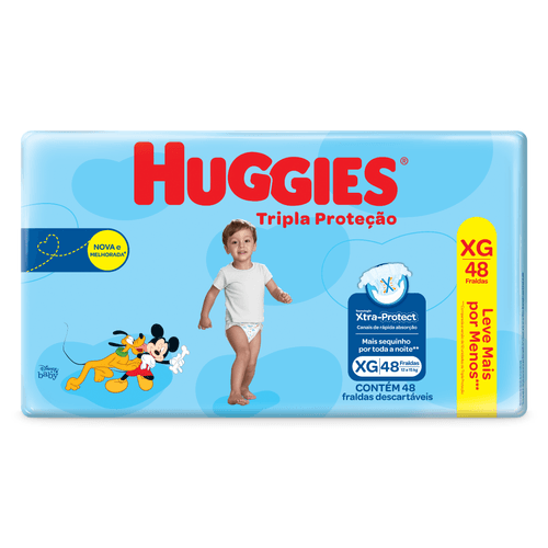 Fralda Descartavel Huggies Tripla Proteçao Mega XG com 48 unid