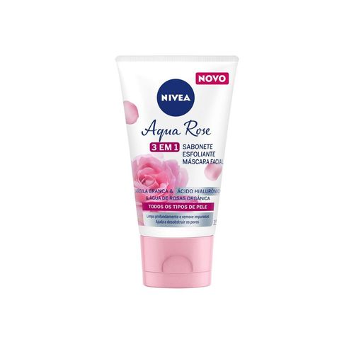 Nivea Aqua Rose 3 em 1 150ml - Sabonete, Esfoliante e Máscara Facial