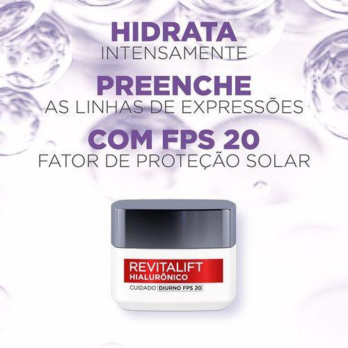Creme Facial L'oréal Revitalift Hialurônico Diurno FPS20 49g