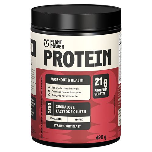 Proteína Plant Power Protein Pó Morango 490g