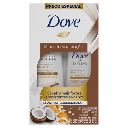 Kit Dove Shampoo 350ml + Condicionador 175ml Ritual de Reparação