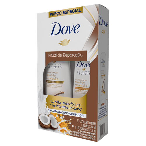 Kit Dove Shampoo 350ml + Condicionador 175ml Ritual de Reparação