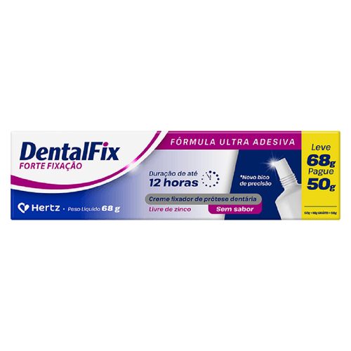 Creme Fixador de Dentaduras Dentalfix Sem Sabor Leve 68g Pague 50g