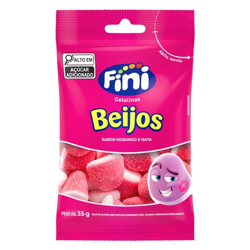 Balas de Gelatina Fini beijos de morango Com 35g
