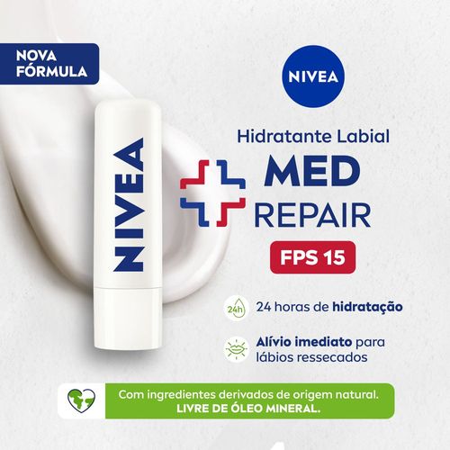 Protetor Labial Nivea Lip Care Med Repair FPS15 4,8g