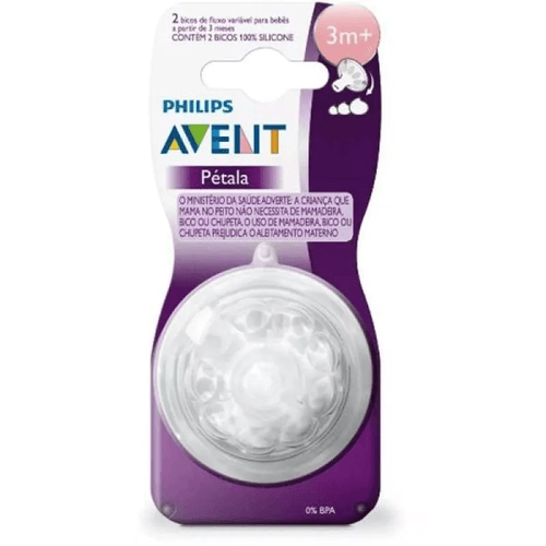 Bico de Mamadeira Pétala Philips Avent 3M+ Fluxo Variável 2 Unidades